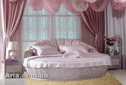 Итальянская круглая кожаная кровать Мауро