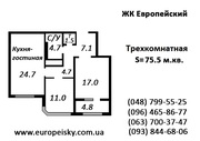 3-ком. квартира по цене 2-комнатной,  от строителей,  без посредников