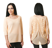 Оригинальная светло-персиковая блуза с необычным декоративным шифоном 